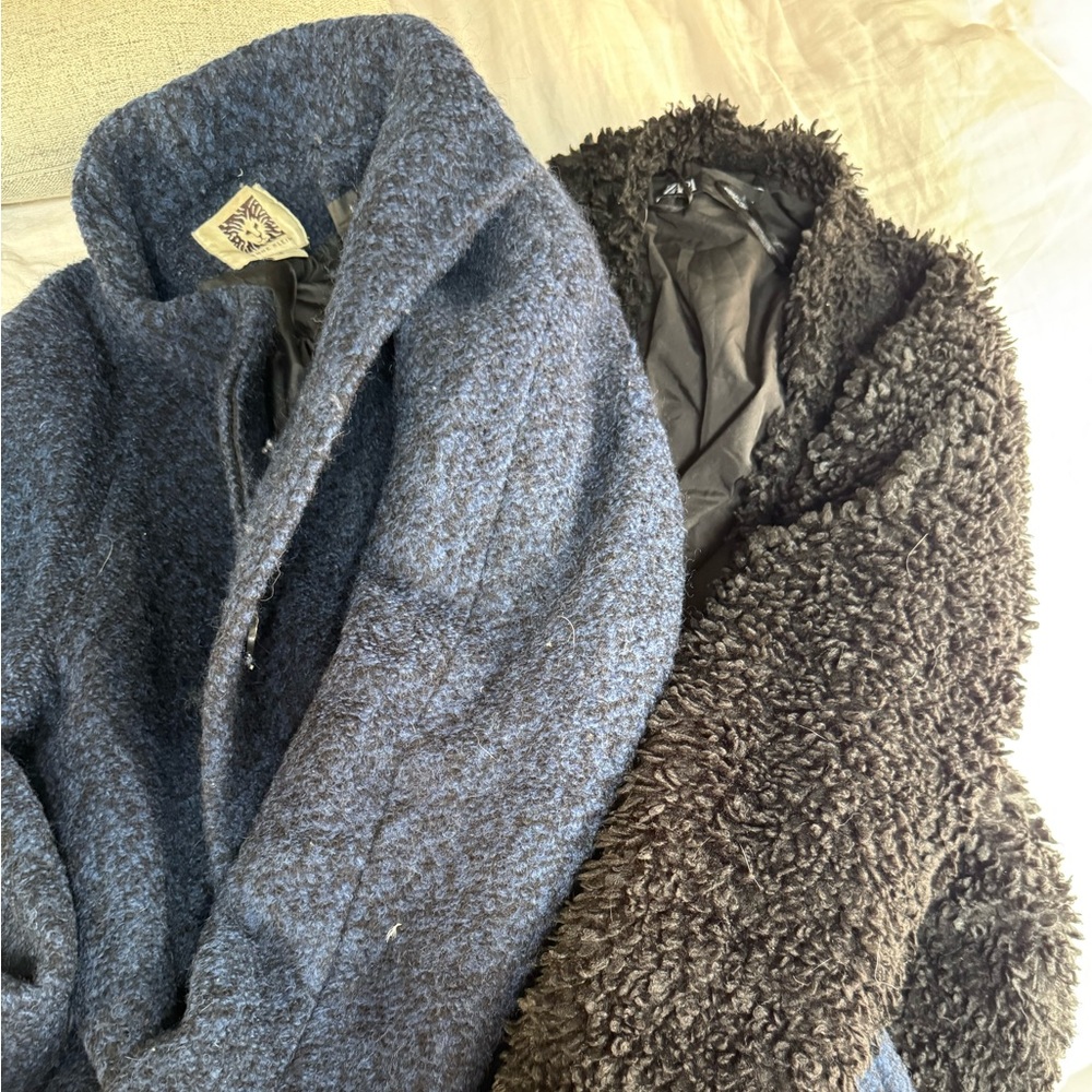 Zara Blue and Brown Teddy Jackets